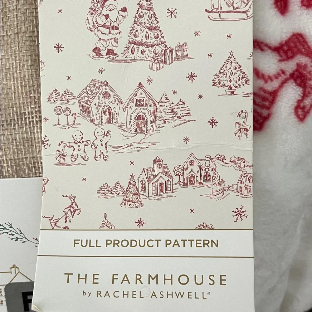 The Farmhouse Red and White Holiday Plush Blanket